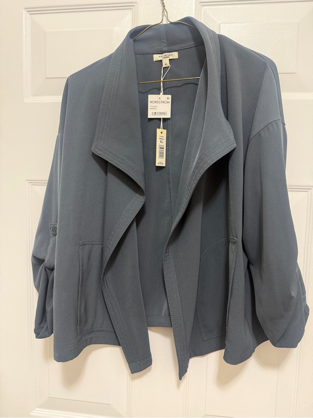 Nordstrom Light Slate Blue Open-Front Jacket